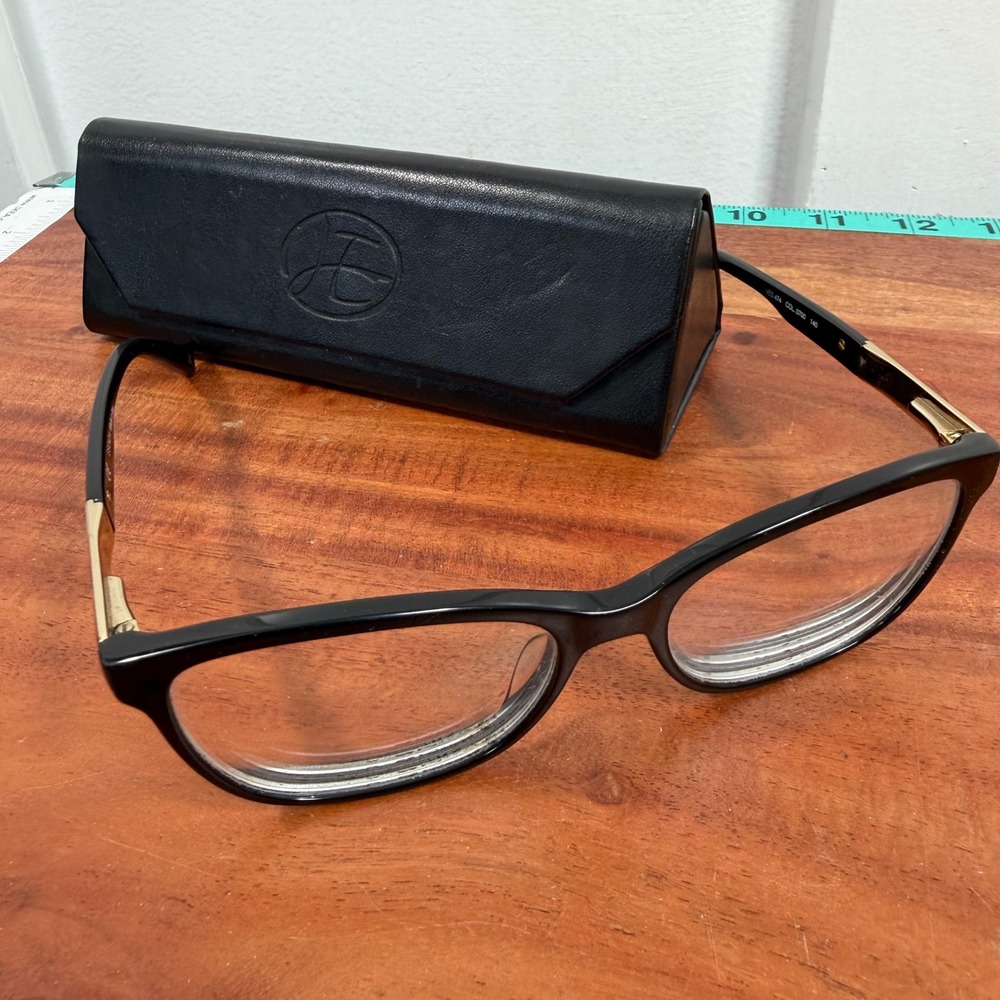 Escada VES 474 Black Gold Enamel  Eyeglass Frames Only Made in Italy with Case